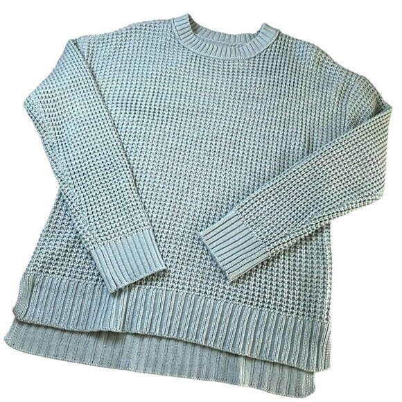 SO Waffle Knit Long Sleeve Crew Neck Sweater Coastal Beachy Travel Size S - Picture 3 of 9